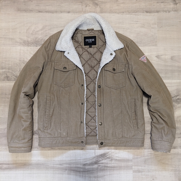 GUESS Men's Tan Sherpa-Lined Jacket - Picture 1 of 5
